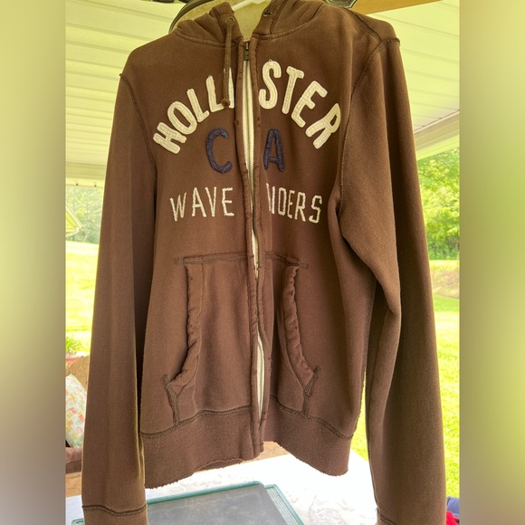 Hollister Other - Hollister Chocolate Brown Hoodie/Jacket with Embroidery Vintage Distressed new